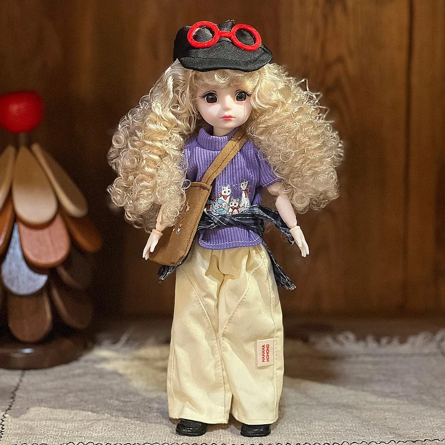 30cm 1/6 Fashion Girls Dress Up Doll Movable 20 Joints Cute Sweet Face Festival Gift with Clothes Shoes BJD Princess Doll Toy