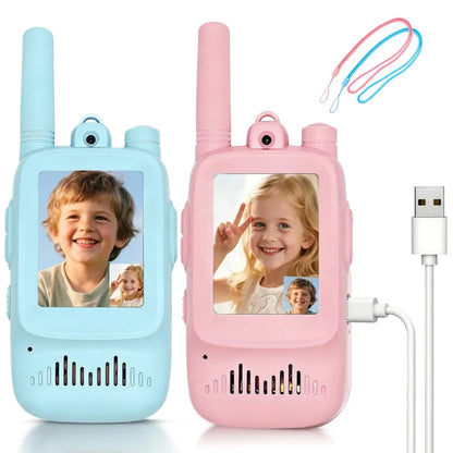 2pcs kids Video Walkie Talkie Rechargeable Indoor Outdoor Toys One-Click Call Essential for Camping & Hiking Adventures gift