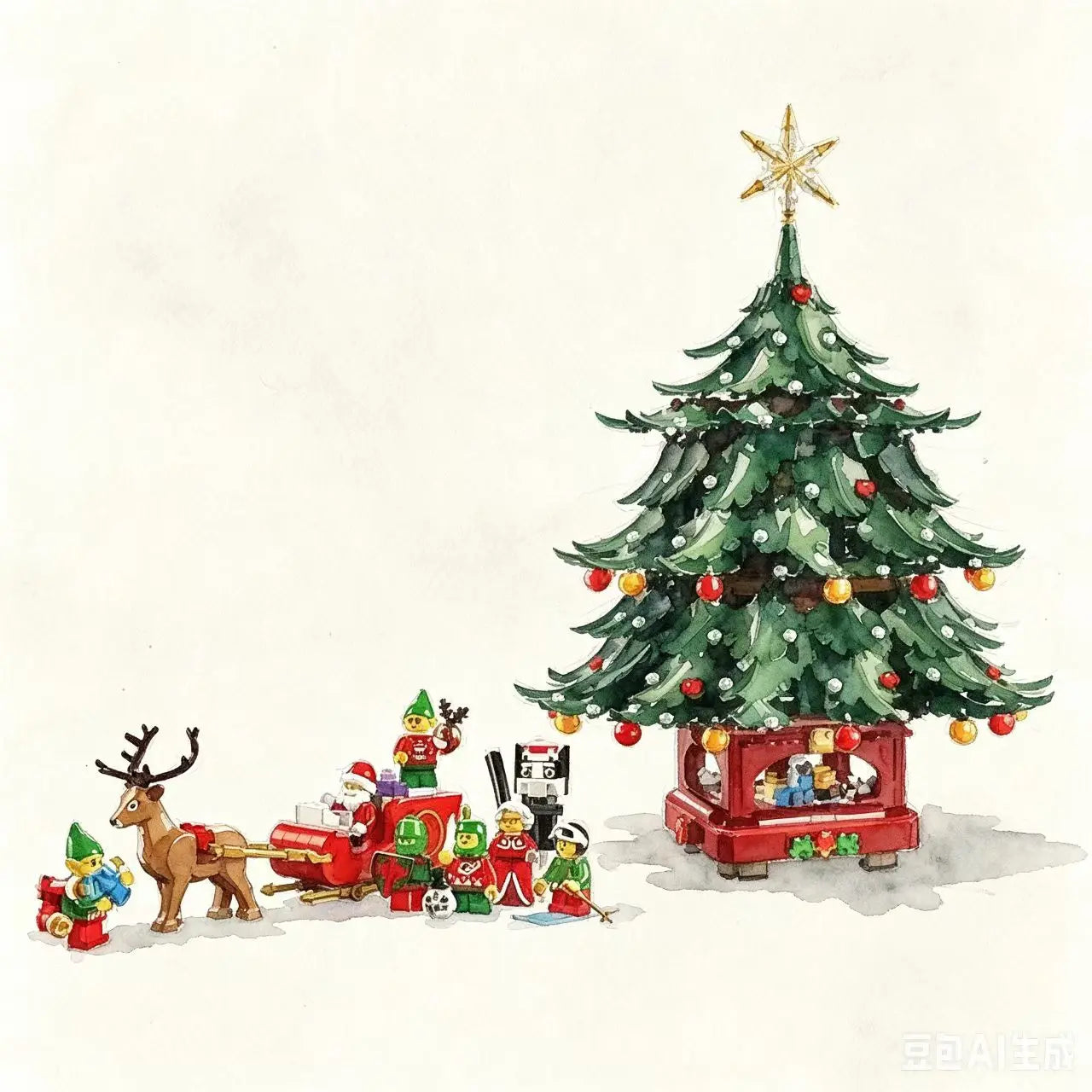 3171pcs NEW compatible Christmas Family Tree Decoration Building Blocks Model Building  Bricks DIY Toys For Birthday Gifts