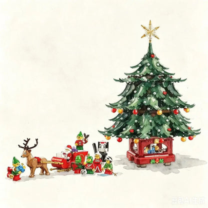 3171pcs NEW compatible Christmas Family Tree Decoration Building Blocks Model Building  Bricks DIY Toys For Birthday Gifts