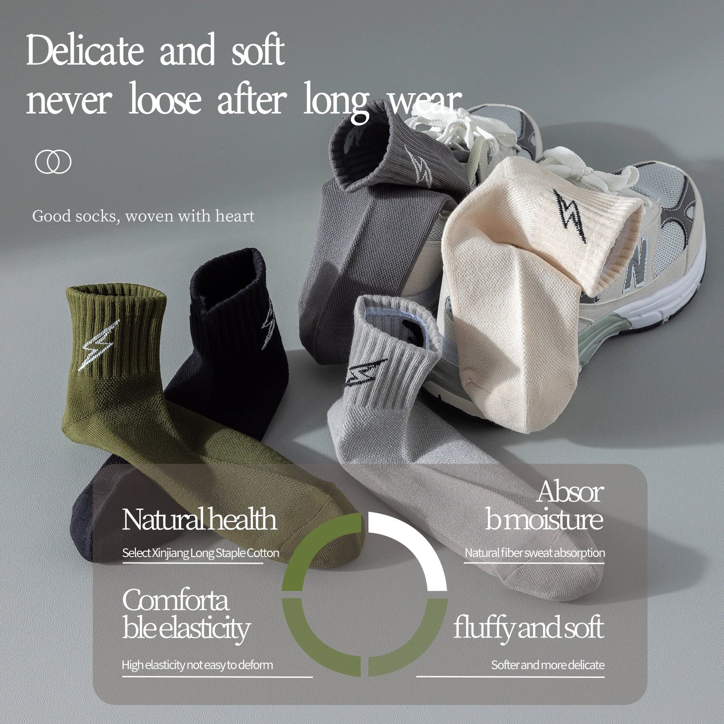 Performance Socks Men Quarter Ankle Athletic Running Hiking Cushion Breathable Ventilation Cotton Sports 5 Pairs