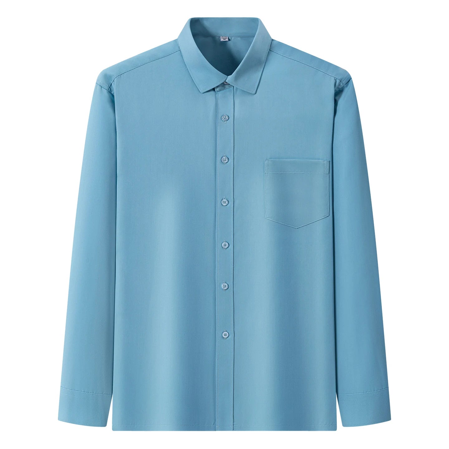 New In Tops Pure Cotton Men's Long Sleeve Business Social Plain Shirts Fashion Single Pocket Casual Slim Fit Solid Color Blouses