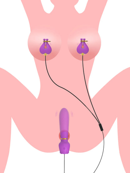 Nipple Vibrator for Women with Nipple Clamps Breast Clips Clitoral Stimulation G Spot Wand Vibrators Adult Goods for Couples 18+