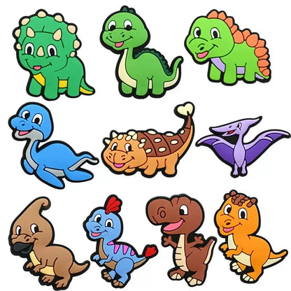 10-100pcs Cartoon Animal Dinosaur Shoe Charms PVC Accessories DIY Sandals Shoes Buckle Decorations fit Wristband Kids Man Gift