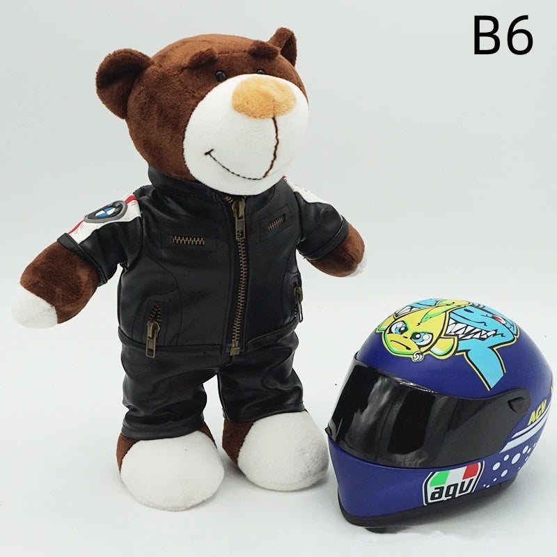 Kawaii helmet and teddy bear motorcycle decorations cute anime filled soft plush toys as gifts for friends during holidays