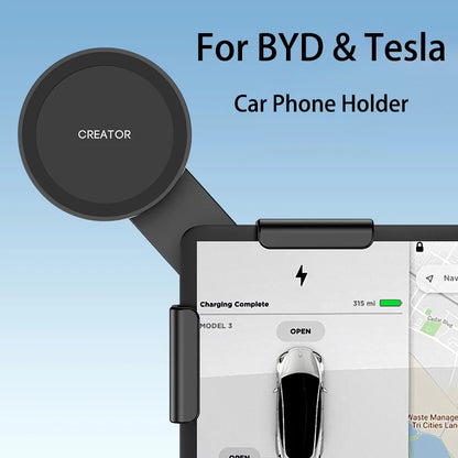 For Tesla Model 3 X Y S BYD Center Control Display Slide Rail Phone Holder Magnetic Car Phone Holder for iPhone 15 14 13 12