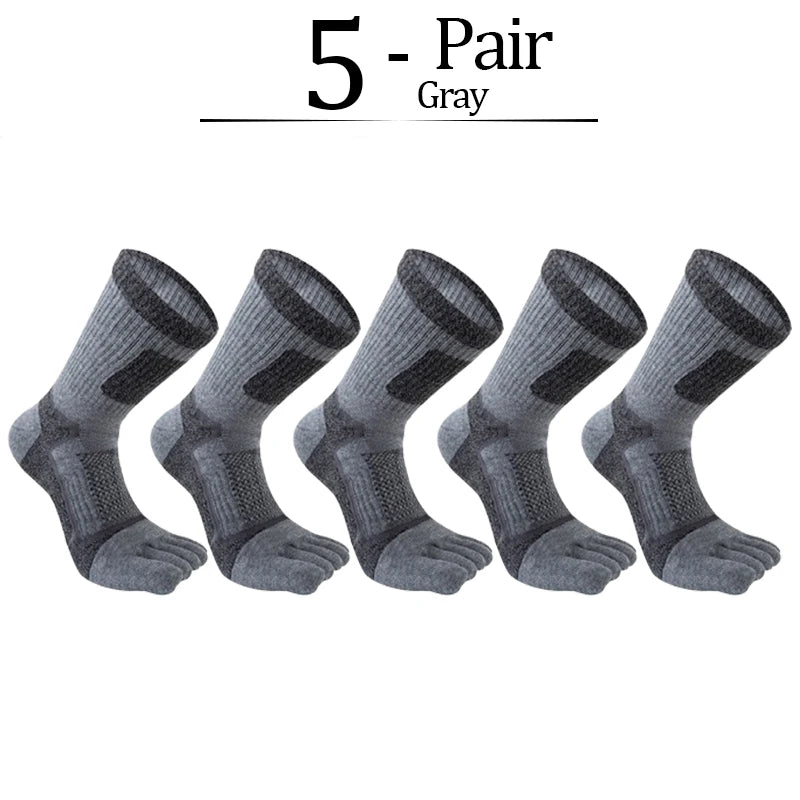 5 Pairs/lot Toe Sport Tube Socks Man Thick Compression Mesh Endurable Fitness Bike Run Outdoor Basketball Travel 5 Finger Socks