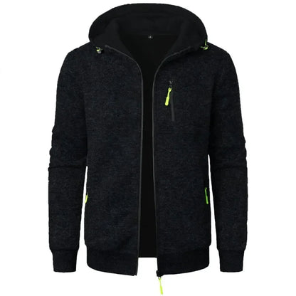 New Streetwear Men's Long Sleeve Sweatshirts for Men Zipper Hooded Oversize Winter Warm Jacket Coat Outdoor Tracksuit Men