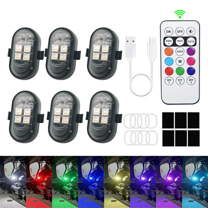 RGB Led Car Strobe Lights Motorcycle LED Flash Position Wireless Light Aircraft Airplane Helicopter Warning Lights Accessories