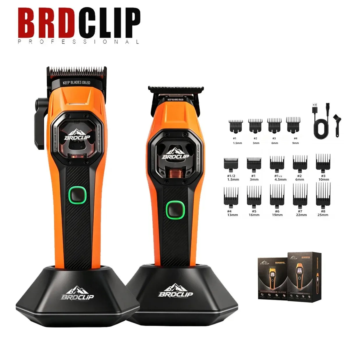 BRDCLIP Hair Trimmer Professional Shaver Vector Motor 13000 RPM Cordless Hair Clippers Metal Trimmer for Men BRD-2601 2602 2603