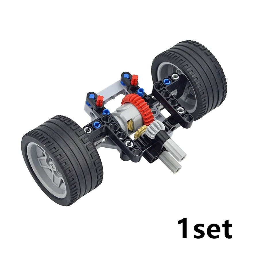 MOC Technical Bricks Car Building Block 4WD Front Axle With Differential for Mechanism Front Suspension Streering System