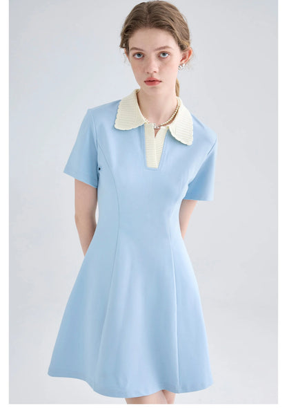 Women Dress Black Elegant Vintage French Style Short Sleeve Cute Casual New Fashion Polo-Neck Office Ladies Mini Dress 2026
