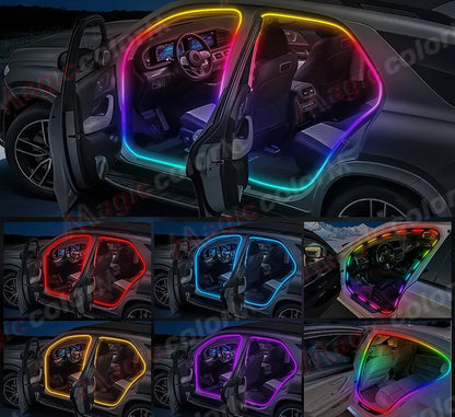 3Meters 4M Symphony Car Door Frame Ambient Lights Universal RGB LED Acrtlic Strips APP Bluetooth Remote Control USB Plug & Play