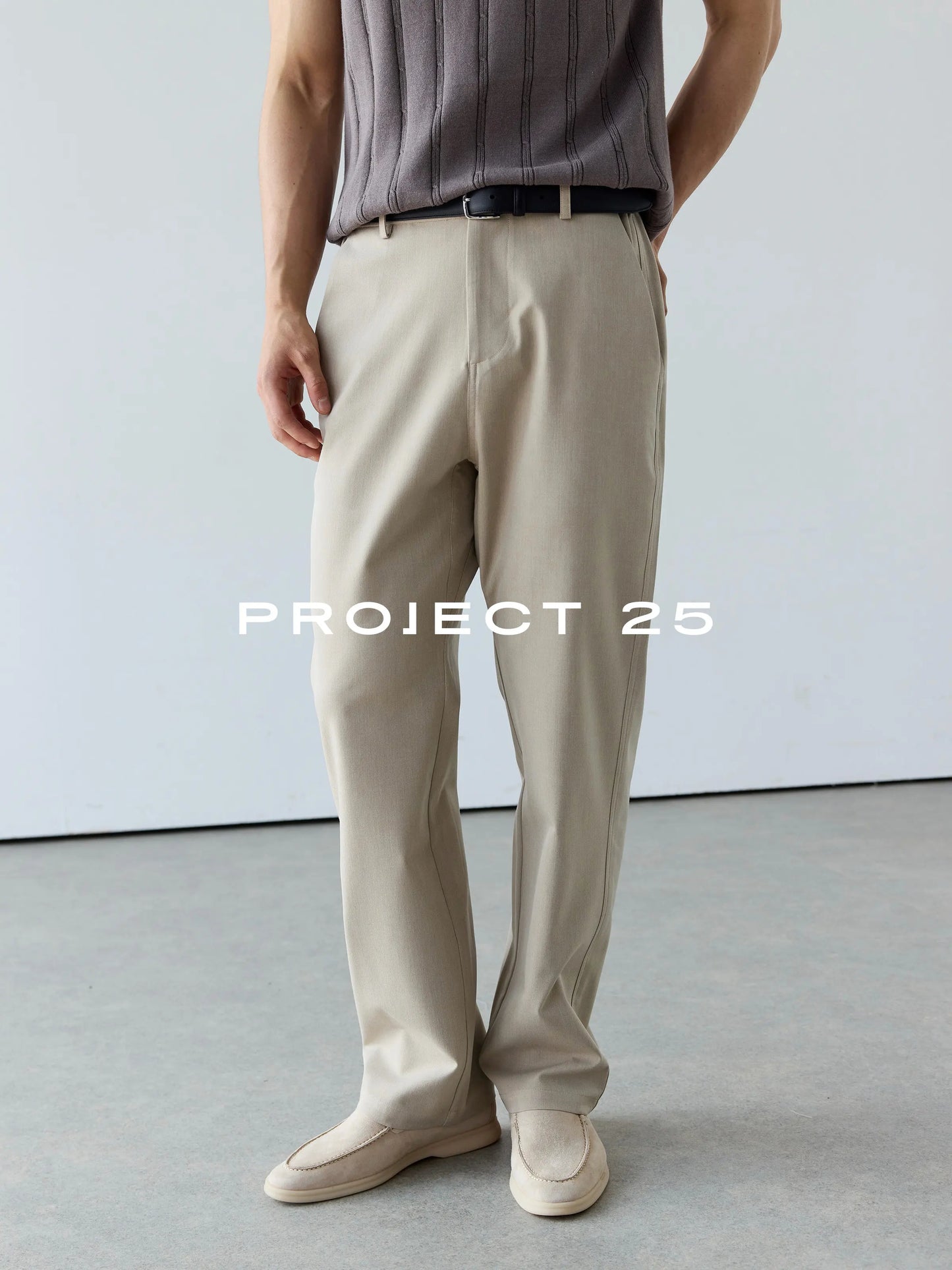 PROJECT 25 Men's Tech Blend Twill Stretch Trousers Structured Straight Leg Business Casual Versatile Commute Pants