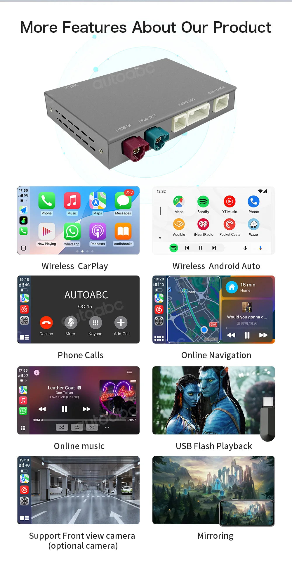 Wireless CarPlay Android Auto For Bosch Harma Host Rover Discovery 5 Evoque Discovery Sport Jagua XE XF Mirror Link Multimedia