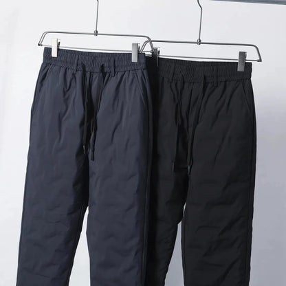 Thick Men's down Pants Winter Windproof Warm Water-Resistant Casual Duck down Straight Leg Long Trousers Youth Fashion
