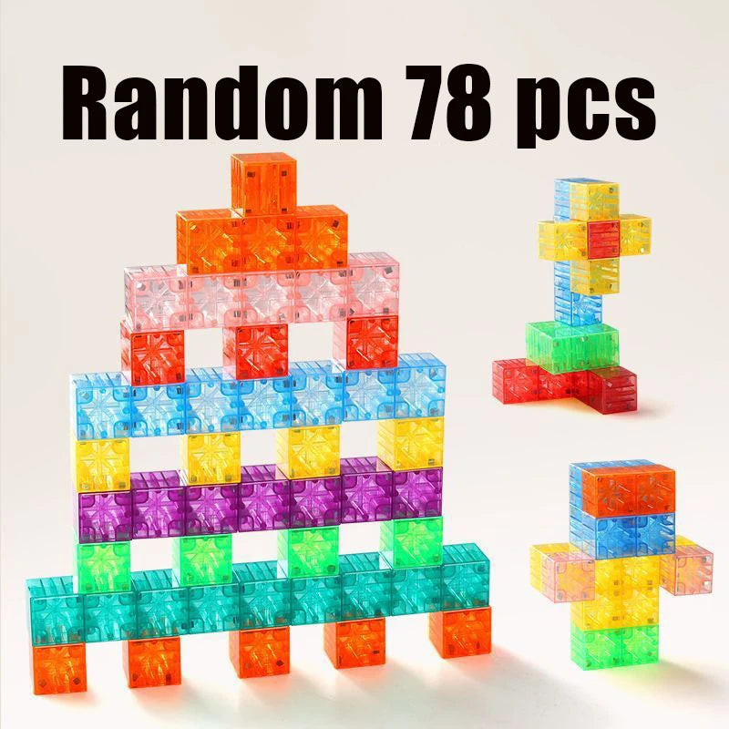 DIY Magnetic Building Blocks Transparent Square Toy Colorful Cubes Toy Construction Toy Assembly Toy for Children DIY Toys Gift