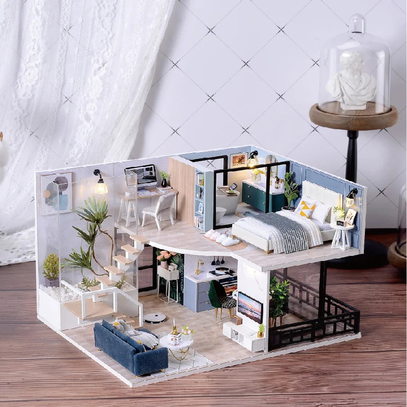 DIY Doll Houses Kits 3D Wooden Puzzles Mini Doll House Assembly Building Furniture Handmade Toys For Xmas Birthday Gifts