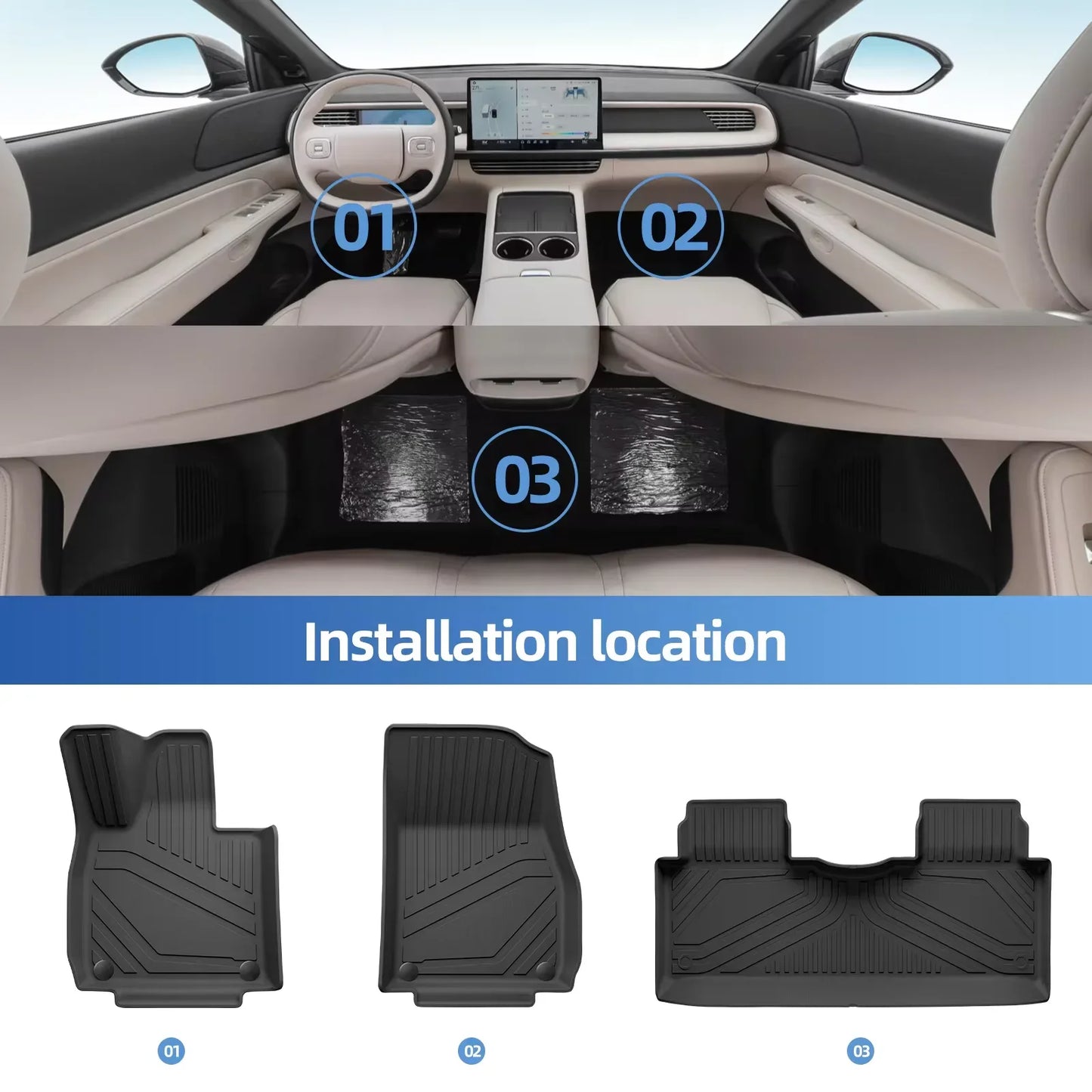 3D TPE Waterproof Odorless Car Floor Mats & Cargo Liner Trunk Pad Tray Set For Xpeng G6 2023-2025 LHD RHD Car Accessories