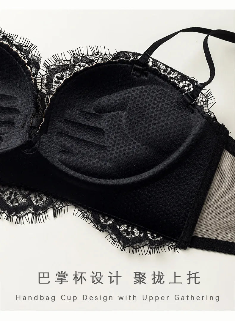 Women’s Victorian French Lace Bra Set, Push Up for Small Breasts with Side Support, Anti Dropping Sexy Lingerie MOYISU Sexy AB