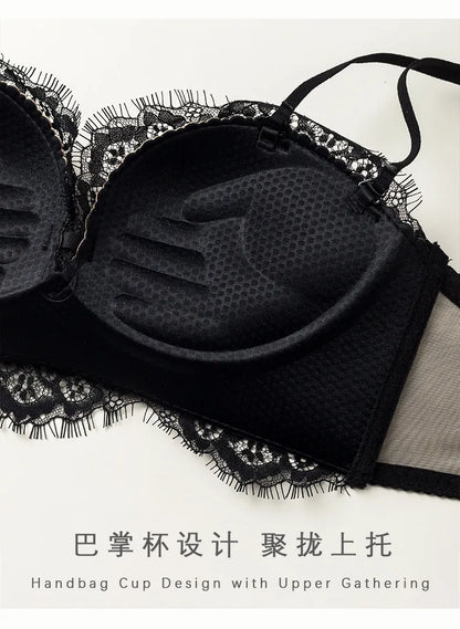 Women’s Victorian French Lace Bra Set, Push Up for Small Breasts with Side Support, Anti Dropping Sexy Lingerie MOYISU Sexy AB
