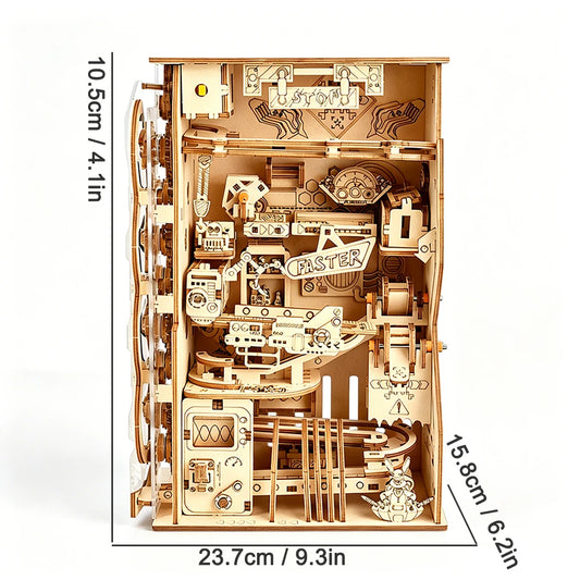 Ury 3D Wooden Puzzle Electric Track Device Marble Run Book Nook Set Counter Current Compass Model Ball Maze Assembly Gift