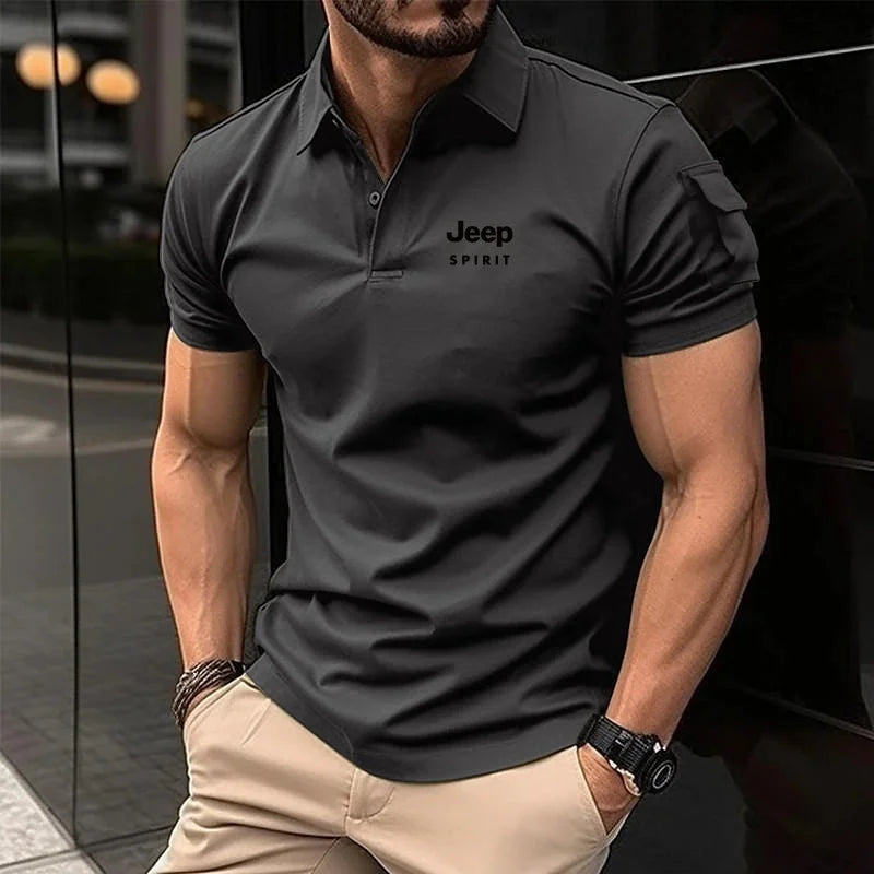 Jeep Spirit Polo Shirt Summer Men's Short Sleeve Casual Business Shirt Paired with Collar Shirt