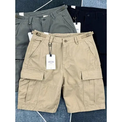 American Retro Workwear Shorts Men Summer New Street Tough Guy Trendy Brand Loose Multiple Pockets Five-Quarter Pants Mid-Term