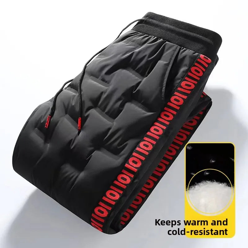 Thiened Fce Lined Du down Trousers Men's Autumn Winter Outerwear Warm Long Pants Cotton Pants Casual Teenage Sle