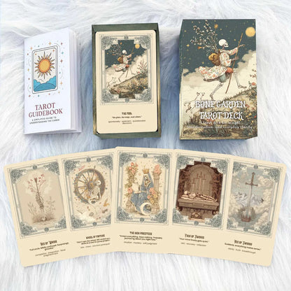 78 Tarot Cards, 13x8 Cm, Bone Garden Tarot Deck, Vintage Plant Beauty, Quiet Storytelling, Includes Paper Manual, Card Game