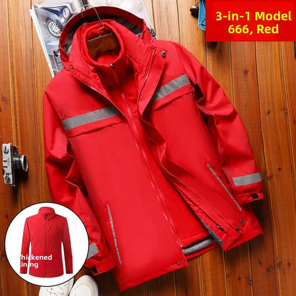 Thickened Fleece Lined Cotton Jacket for Men Work Site Reflective Winter Labor Protection Outerwear Cold Resistant Coat Print...