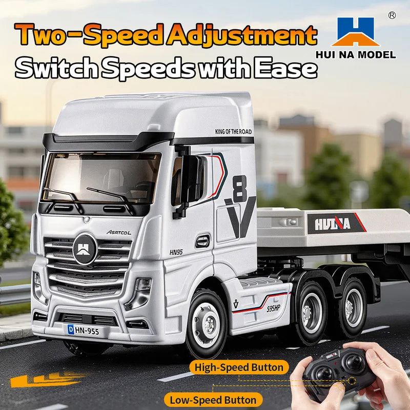 New 1:64 Huina 9900 Rc Truck Flatbed Tractor Truck 12-Channel Rc Car Mini With Light 2.4g Proportional Precise Control Toy Gifts