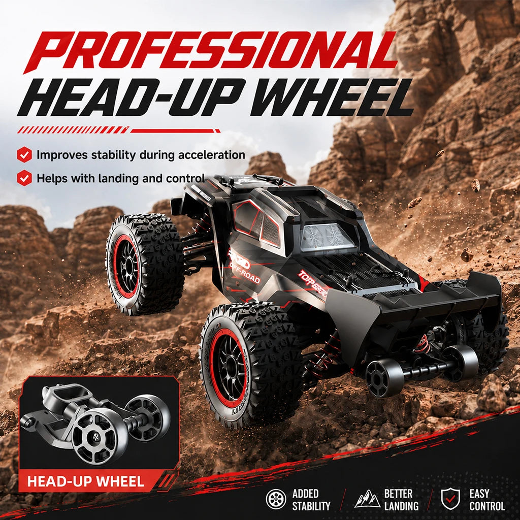 75km/h 2.4G Remote Control RC Car 4WD All Terrain Vehicle High Grip Tire Aerodynamic Tail For Mud Gravel Grass Park Outdoor Racing Hobby Toy