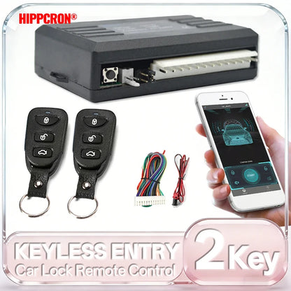 HIPPCRON 12V Car Remote Central Kit Door Lock Keyless System Locking Car Alarm System With 2 Remote Key Control APP Control