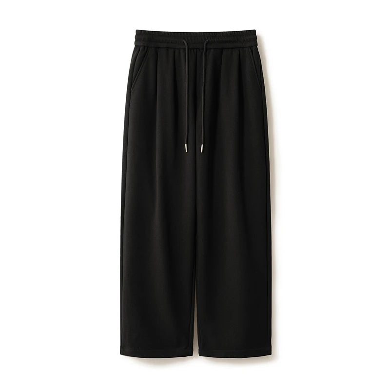 100% Merino Wool Men's Wide Leg Trousers Warm Soft Solid Color Auutumn Winter Casual Fashion Versatile Thickened Pant Men's Pant