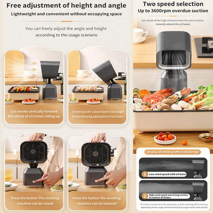 Portable Small Barbecue Range Hood 2 Gears Strong Suction Removable Double Layer Filter Mesh Desktop Kitchen Exhaust Hood Fan