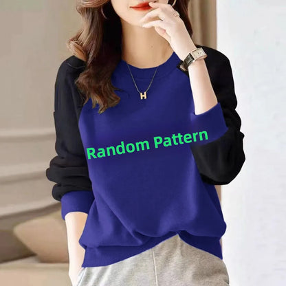 Fashionable Long Sleeve Pure Cotton Color Block Hoodie Women's Spring Autumn Casual Slimming Top Breathable Comfortable Stree...