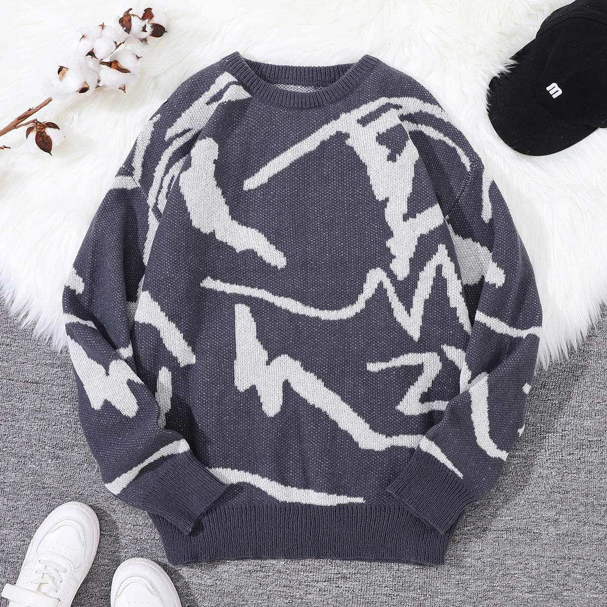 Unisex Sweaters, Casual and Comfortable with Dropped Shoulders, Autumn and Winter Knitwear, Soft Regular-Fit Long-Sleeved Crew Neck Pullovers, Suitable for Everyday Wear, Unisex Tops for Going Out, Men's Knit Pullovers