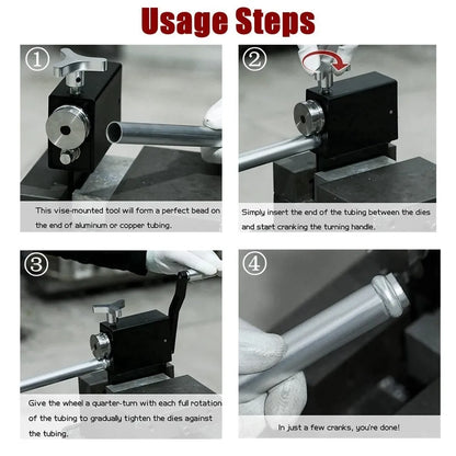 Tubing Beader Tool Manual Bead Roller Intake and Intercooler Piping Crimping Tool Fit 5/8" or Larger ID Tubes Aluminum
