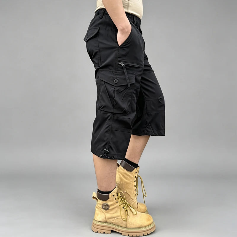 Men's Cargo Shorts New Summer Fashion Multi-Pocket Outdoor 7-Point Pants Daily Outing Hiking Camping Fishing Comfortable Shorts