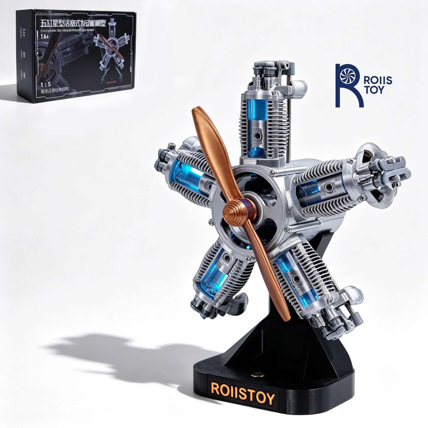 5-Cylinder Radial Engine Building Set Mini Military Plane Engine Model Kit That Runs Compatible with WW2 Blocks DIY Assembly STE