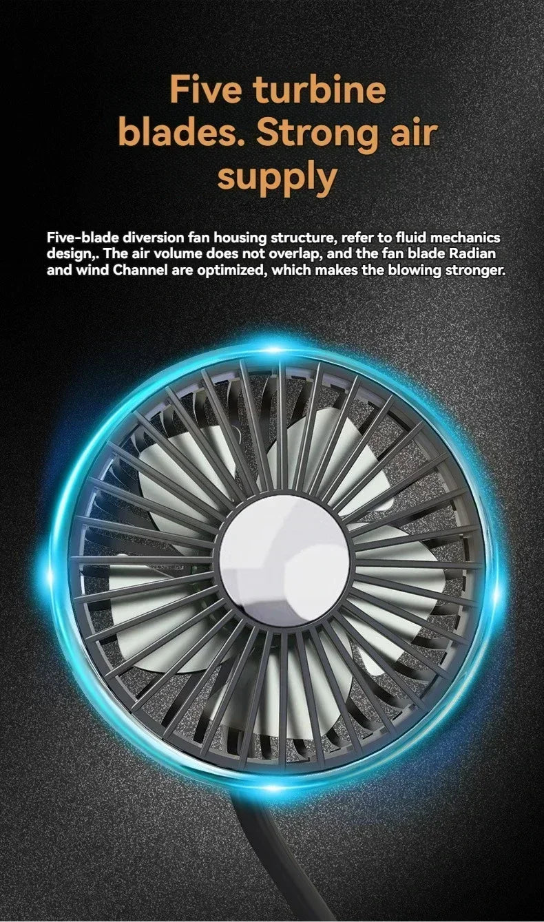 Car Fan 360° Car Seat Back Cooling Fan USB Charge Dual Head Fan Adjustable Rotation Neck Cooler for Car Home Accessories