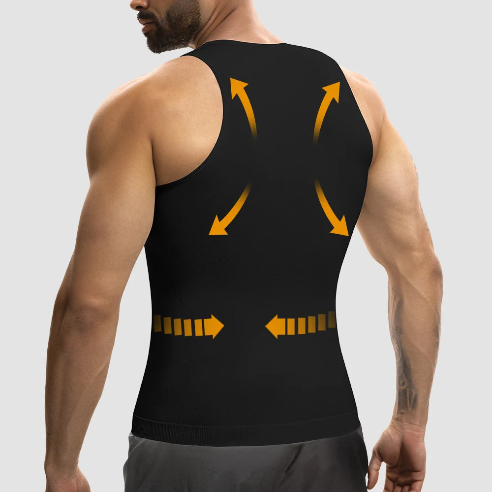 2PCS Men Compression Tank Top Gynecomastia Shapewear Slimming Vest Tummy Control Waist Trainer Seam-free Body Shaper Undershirt