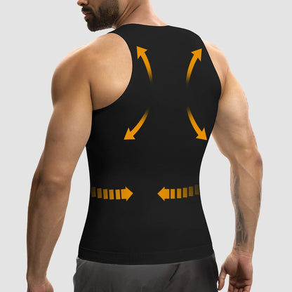 2PCS Men Compression Tank Top Gynecomastia Shapewear Slimming Vest Tummy Control Waist Trainer Seam-free Body Shaper Undershirt