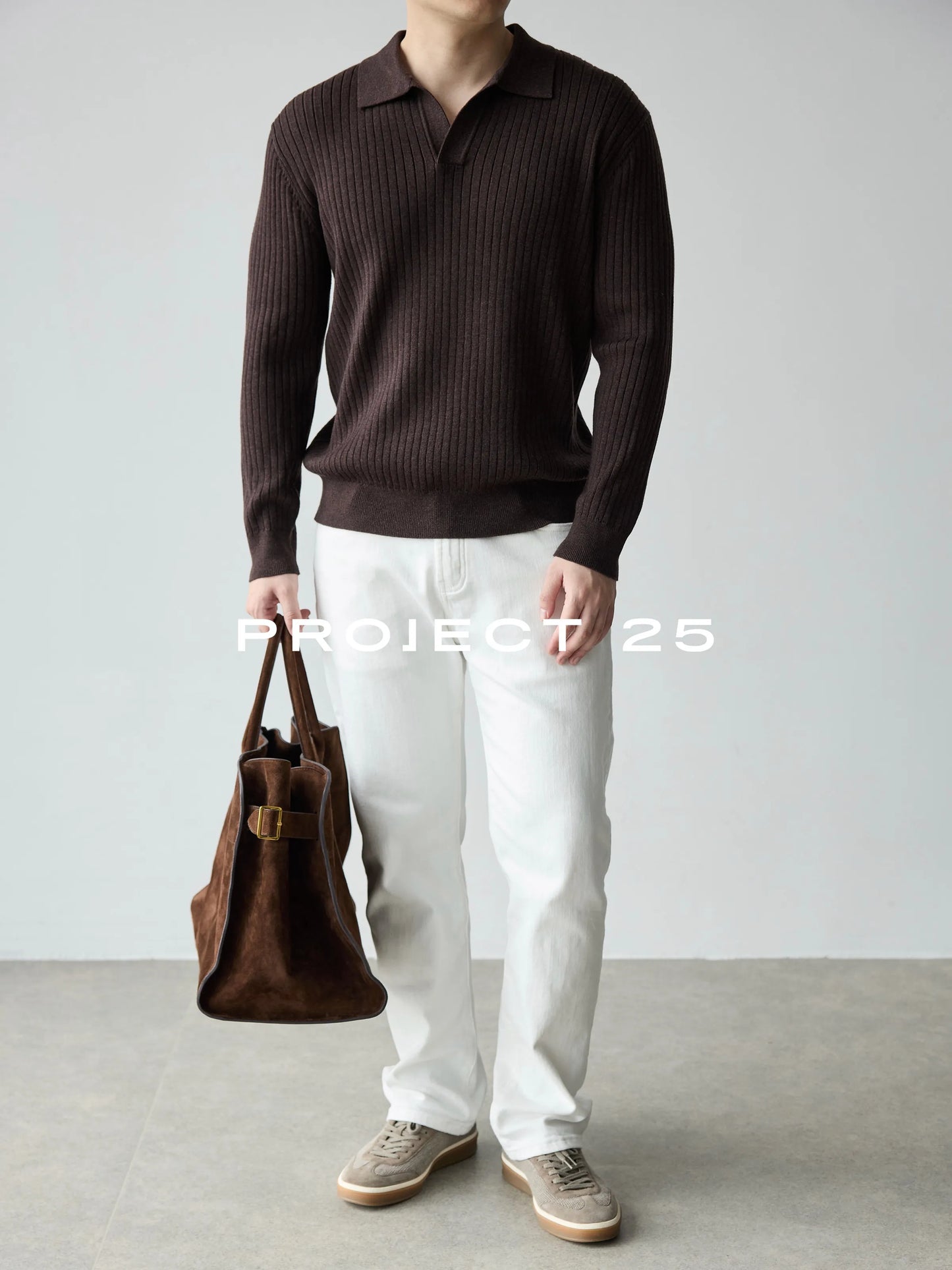 PROJECT 25 45s Wool Blend Seagull Collar Knitted Polo Men Old Money Business Casual Soft Warm Sweater Top Quality Hot Sale