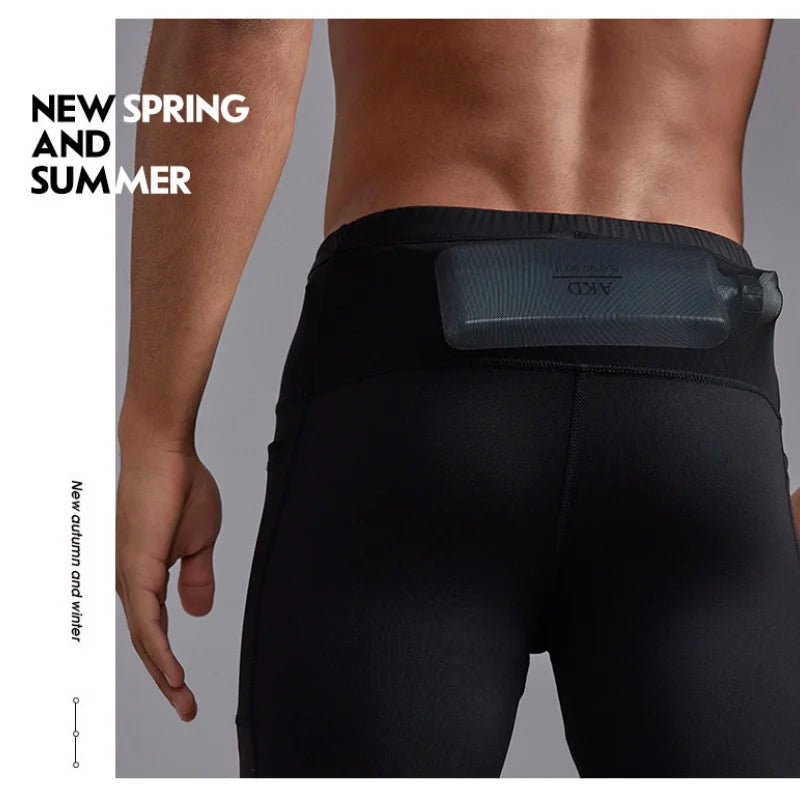 Men's Compression Running Shorts with Pockets Mesh Liner, Tight Athletic Sport Shorts for Marathon Jogging Gym Workout