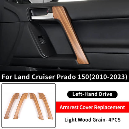 For Toyota 2010-2023 Land Cruiser Prado 150 LC150 Wood Grain Door Handle Armrest Interior Upgrade Accessories Replacement Parts