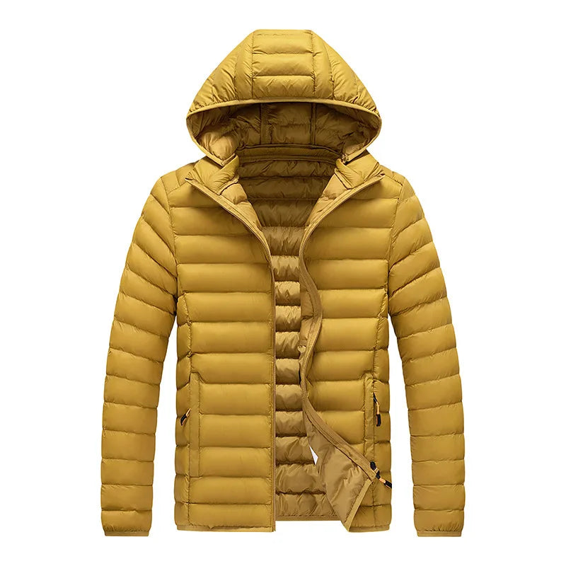 8XL Men's autumn and winter waterproof down jacket, jacket, overcoat, net, hooded casual wear, outdoor wear, hat clothing, men's