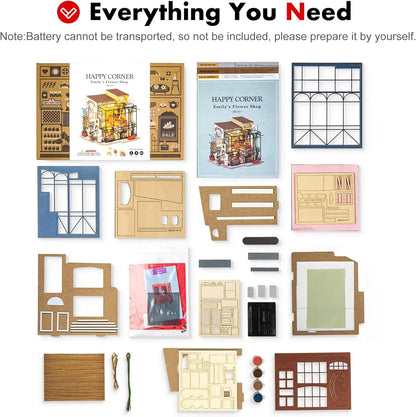 Robotime Mini House DIY Dollhouse Kit with Furnitures Accessories 1:24 Scale Craft Kit  Emily's Flower Shop