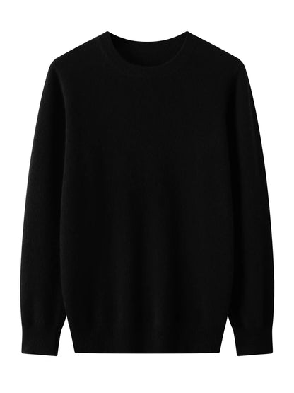 Autumn Winter Men O-neck 100% Merino Wool Pullover Cashmere Sweater Basic Casual Bottom Business Knitwear Soft Warm Clothing